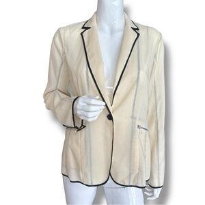 Rag & Bone Sheer Silk Single Breasted Pale Yellow & Black Blazer. Women’s Size 6